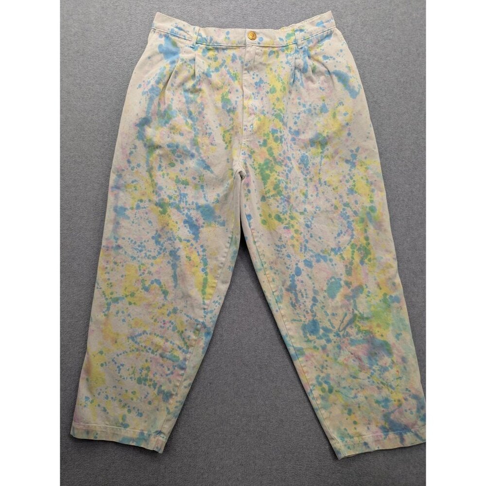 Big Bud Press Pants Womens XL Multicolor Paint Splatter Chino Elastic Waist